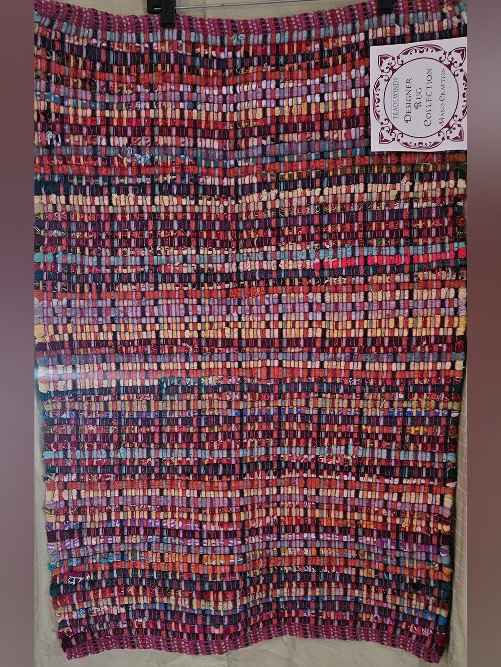 Handwoven Multicolor Boho 24"X36" Accent Rug - Vibrant Woven Stripes